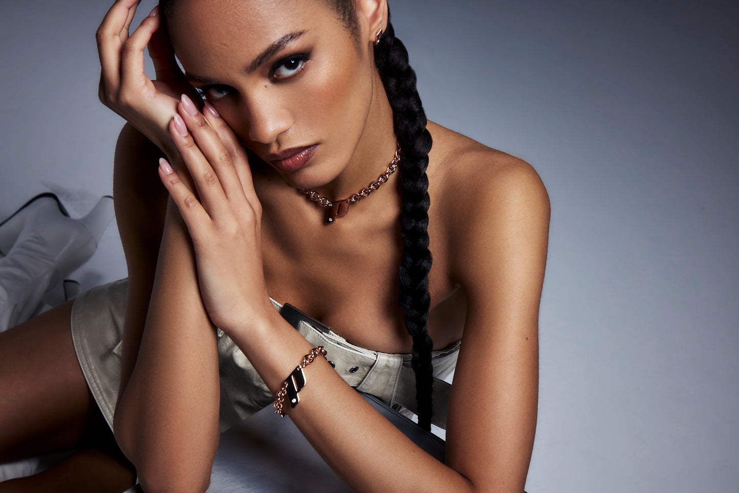 Rose Gold Earrings, Necklace and Bracelet