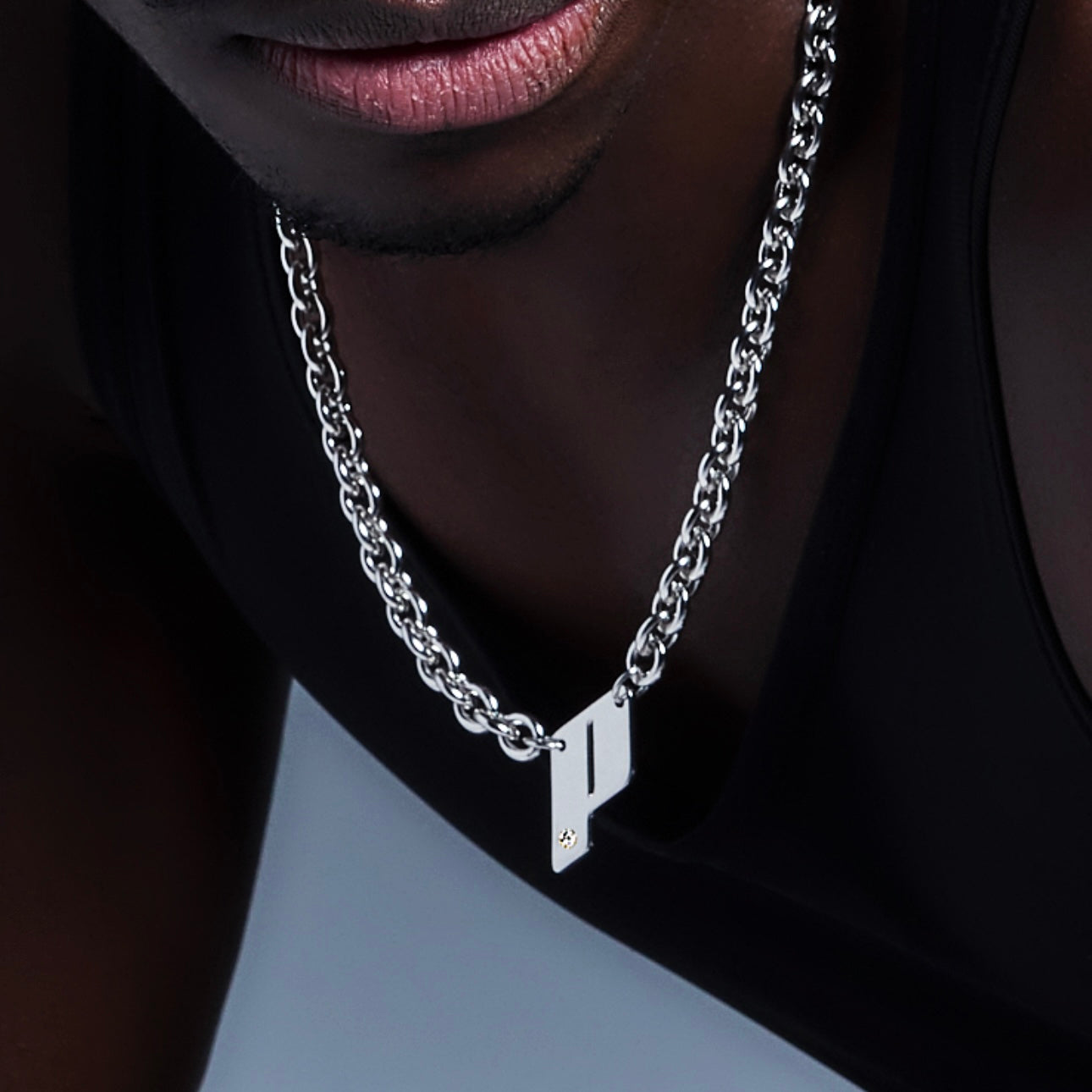 Play Monogram Necklace, Silver & Diamond