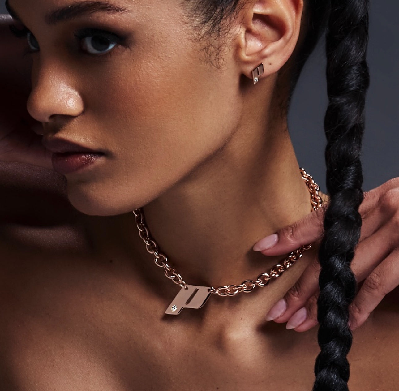 Play Monogram Necklace, 18k Rose Gold